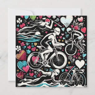 Cartes Pour Fêtes Annuelles Oreiller d'amour inspiré du triathlon, cadeau de S