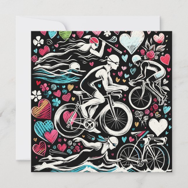 Cartes Pour Fêtes Annuelles Oreiller de l'amour inspiré du triathlon, cadeau d (Devant)
