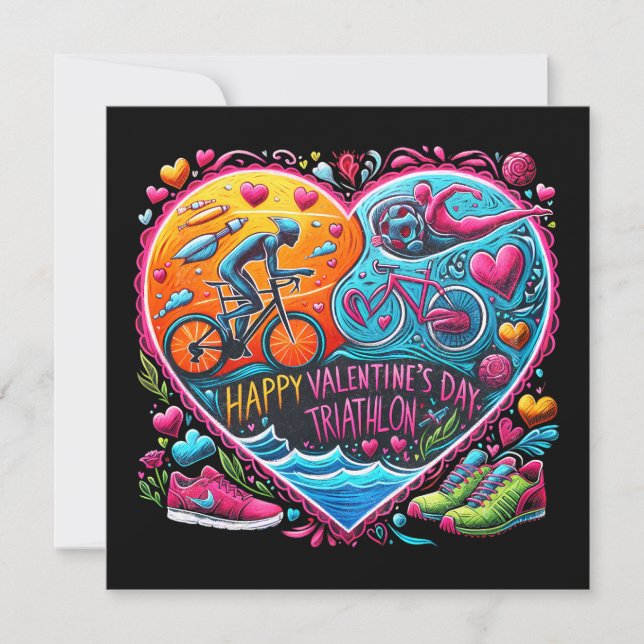 Cartes Pour Fêtes Annuelles Oreiller Thème Triathlon Saint-Valentin, Forme de  (Devant)