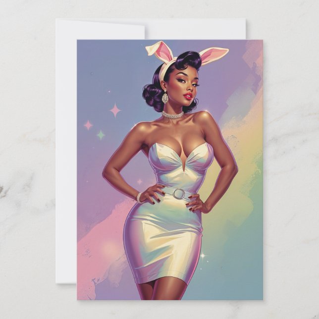 Cartes Pour Fêtes Annuelles Oreilles de lapin de Pâques pin-up noir (Devant)