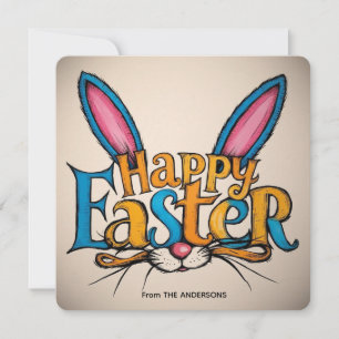 Cartes Pour Fêtes Annuelles Oreilles de lapin de Pâques vintage joyeux 