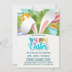 Cartes Pour Fêtes Annuelles Oreilles de lapin et œuf de fête de Pâques colorés