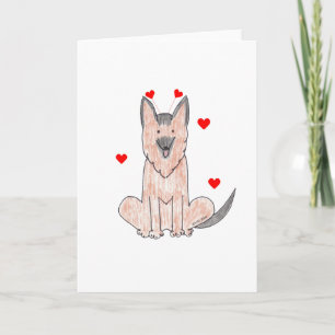 Cartes Pour Fêtes Annuelles Oreilles de Valentine de berger allemand