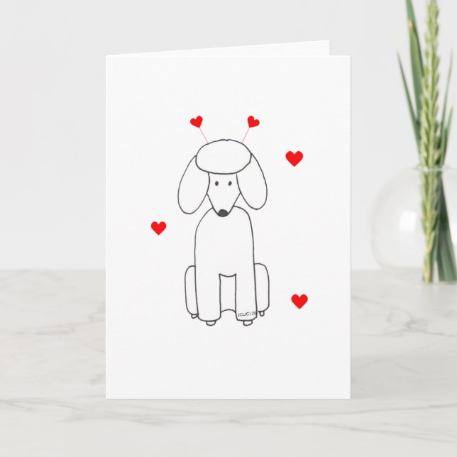 Cartes Pour Fêtes Annuelles Oreilles de Valentine de caniche (Devant)