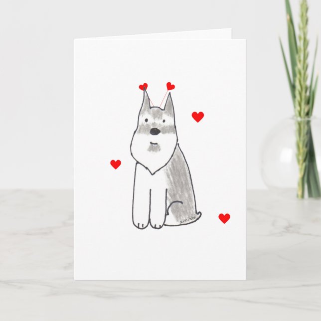 Cartes Pour Fêtes Annuelles Oreilles de Valentine de Schnauzer (Devant)