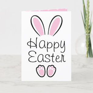 Cartes Pour Fêtes Annuelles Oreilles et Doigts de Lapin Rose Bébé Fille Premie