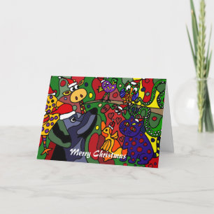 Cartes Pour Fêtes Annuelles Original drôle d'art abstrait d'animaux de Noël