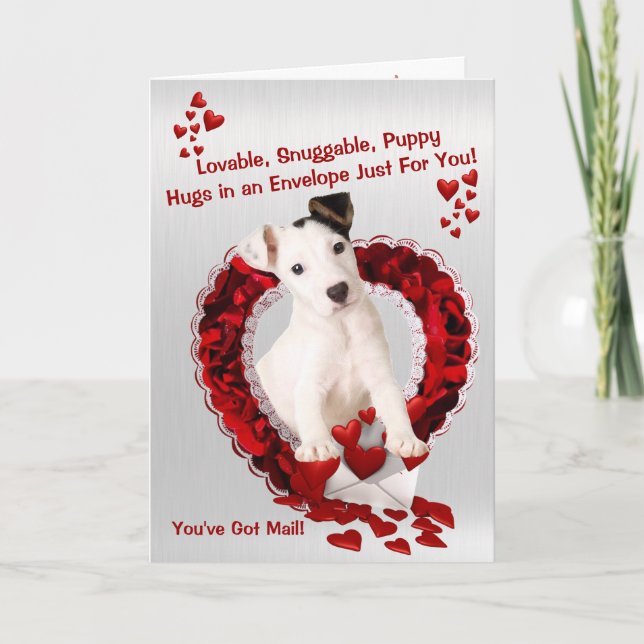 Cartes Pour Fêtes Annuelles Original Jack Russell Puppy - Snuggy Puppy Hugs (Devant)
