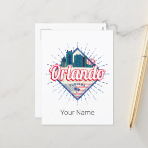 Cartes Pour Fêtes Annuelles Orlando Florida États-Unis Skyline Vintage USA