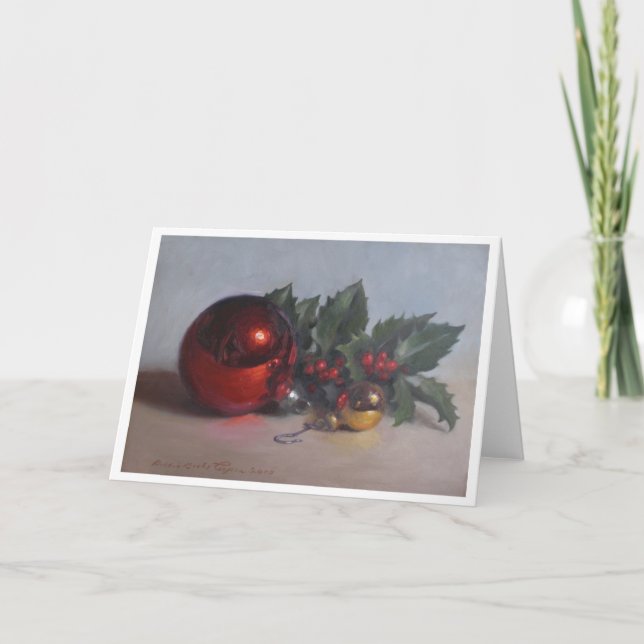 Cartes Pour Fêtes Annuelles "Ornaments and Holly" (Devant)