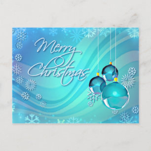 Cartes Pour Fêtes Annuelles ORNAMENTS BLEUS & FLAKES DE NEIGE par SHARON SHARP