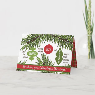 Cartes Pour Fêtes Annuelles ORNAMENTS PLIÉ Écriture Noël Carte-BLANC
