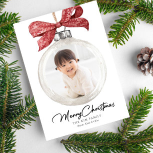 Cartes Pour Fêtes Annuelles Ornement avec Bow Photo Noël