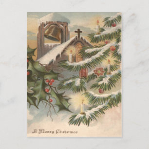 Cartes Pour Fêtes Annuelles Ornement de cierge d'arbre de Noël Holly d'église
