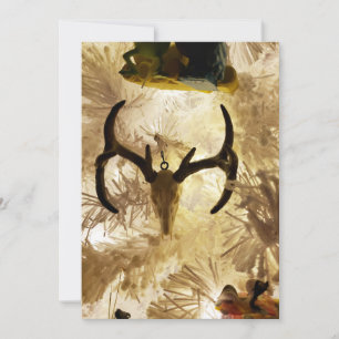 Cartes Pour Fêtes Annuelles ornement de crâne de cerf arbre de Noël blanc