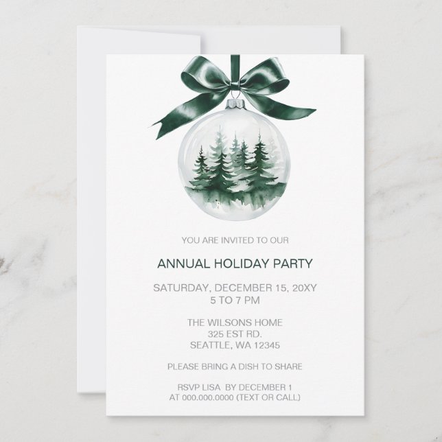 Cartes Pour Fêtes Annuelles Ornement de l'arbre de Noël  (Devant)