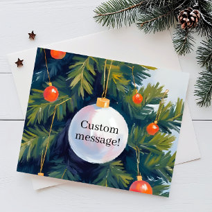 Cartes Pour Fêtes Annuelles Ornement de message personnalisé arbre de Noël aqu