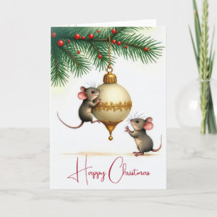 Cartes Pour Fêtes Annuelles Ornement de Noël avec souris
