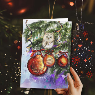Cartes Pour Fêtes Annuelles Ornement de Noël de chouette effraie fantaisiste
