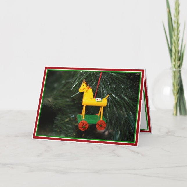 Cartes Pour Fêtes Annuelles Ornement de Noël du petit chien jaune (Devant)