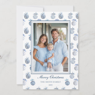 Cartes Pour Fêtes Annuelles Ornement de Noël en Chinoiserie Bleue Grandmilléna