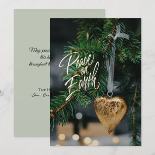 Cartes Pour Fêtes Annuelles Ornement de Noël en forme d'arbre "Paix sur Terre 