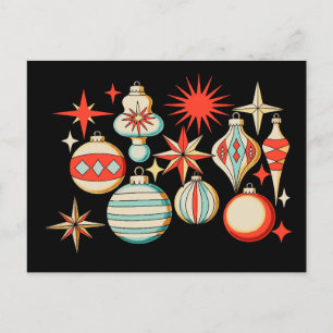 Cartes Pour Fêtes Annuelles Ornement de Noël Moderne Rétro Joyeux et Lumineux