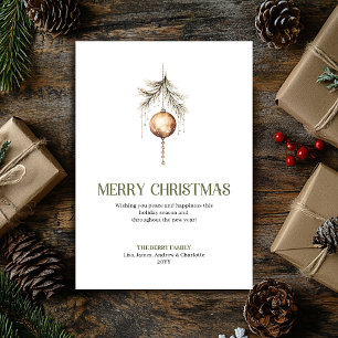 Cartes Pour Fêtes Annuelles Ornement de Noël neutre et doux, écriture dorée