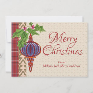 Cartes Pour Fêtes Annuelles Ornement de Noël peint à la main de manière abstra
