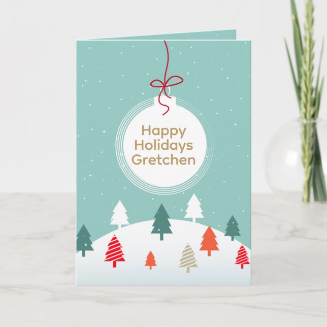 Cartes Pour Fêtes Annuelles Ornement de Noël personnalisé Turquoise neige (Devant)