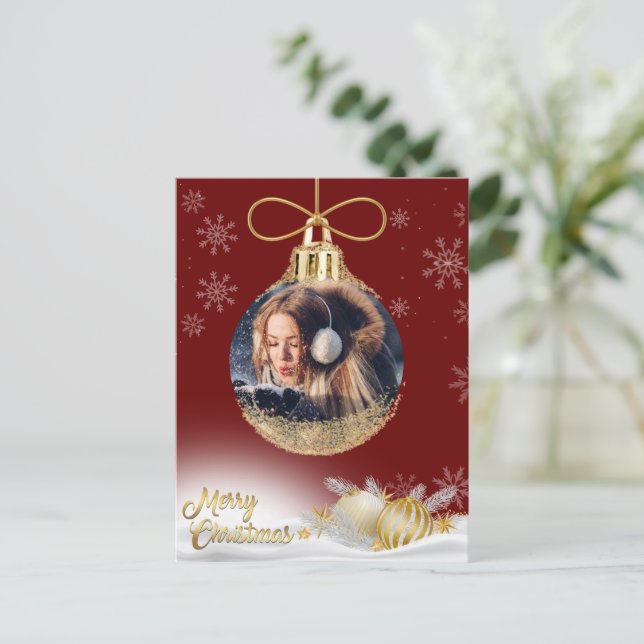 Cartes Pour Fêtes Annuelles Ornement de Noël Photo Flocs de neige Budget moder (Debout devant)