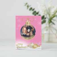 Ornement de Noël Photo Flocs de neige rose moderne