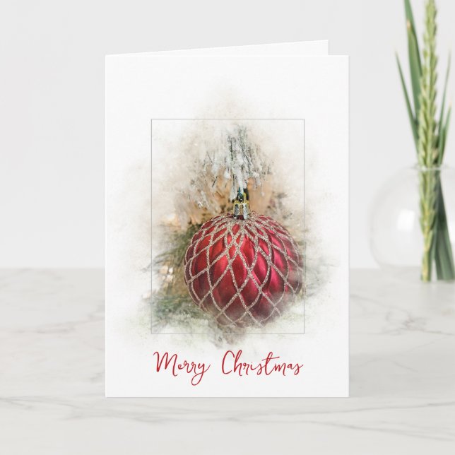 Cartes Pour Fêtes Annuelles Ornement de Noël rouge (Devant)