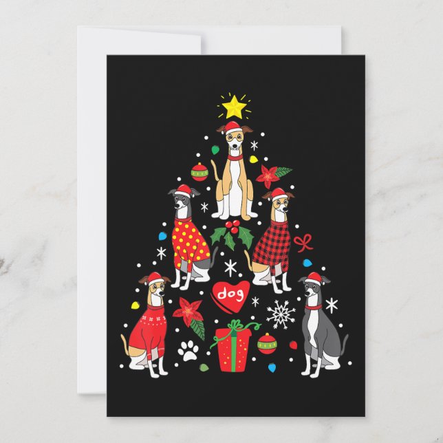 Cartes Pour Fêtes Annuelles Ornement de Noël Whippet Arbre Maman Papa Chien Dr (Devant)