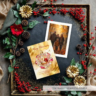 Cartes Pour Fêtes Annuelles Ornement de rose de la Sainte Famille Photo Noël T