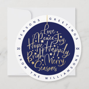 Cartes Pour Fêtes Annuelles Ornement de typographie de salutations Navy élégan