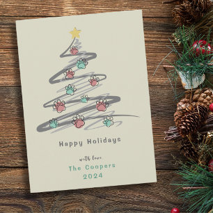 Cartes Pour Fêtes Annuelles Ornement d'empreinte de patte d'arbre de Noël Cart