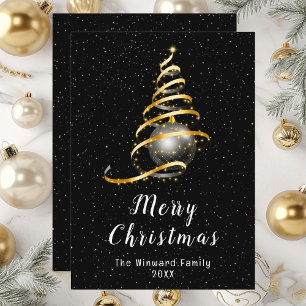 Cartes Pour Fêtes Annuelles Ornement doré et noir Joyeux Noël