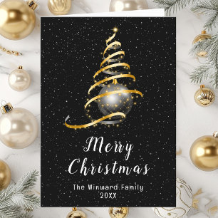 Cartes Pour Fêtes Annuelles Ornement doré et noir Joyeux Noël
