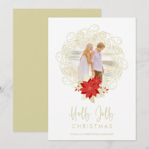 Cartes Pour Fêtes Annuelles Ornement doré florissant Photo Fleurs de Noël