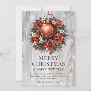 Cartes Pour Fêtes Annuelles Ornement en bois de flocon de neige botanique Cart
