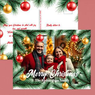 Cartes Pour Fêtes Annuelles Ornement Familial Noël Rouge Or Classique Épine Do