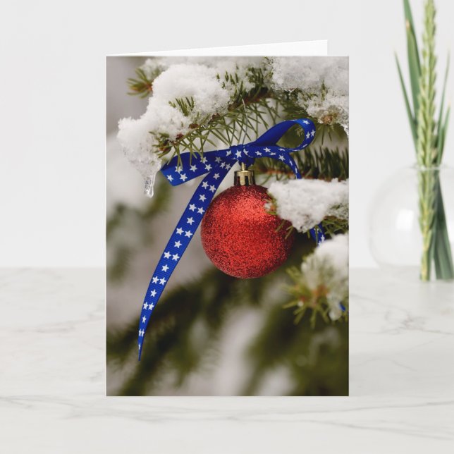 Cartes Pour Fêtes Annuelles Ornement patriotique de Noël sur un arbre (Devant)