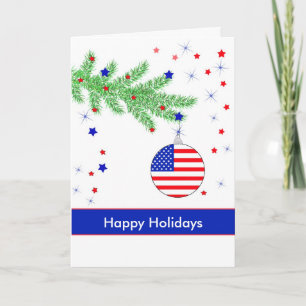 Cartes Pour Fêtes Annuelles Ornement patriotique en Branche, Joyeuses Fêtes