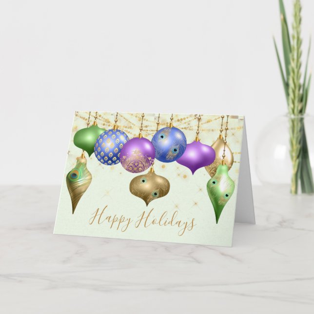 Cartes Pour Fêtes Annuelles Ornement Peacock Photo Noël (Devant)