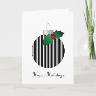 Cartes Pour Fêtes Annuelles Ornement rayé blanc noir de houx de Noël