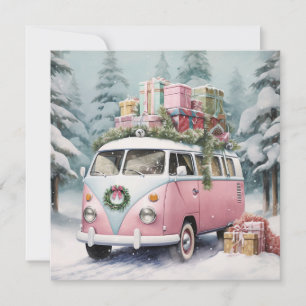 Cartes Pour Fêtes Annuelles Ornement rose Vintage Vanagon