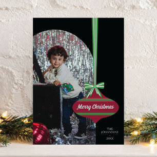 Cartes Pour Fêtes Annuelles Ornement Vintage de Noël Photo Couleur Modifiable