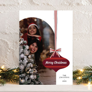 Cartes Pour Fêtes Annuelles Ornement Vintage de Noël Photo Couleur Modifiable