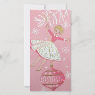 Cartes Pour Fêtes Annuelles Ornement Vintage Fille De Noël Sur Arbre